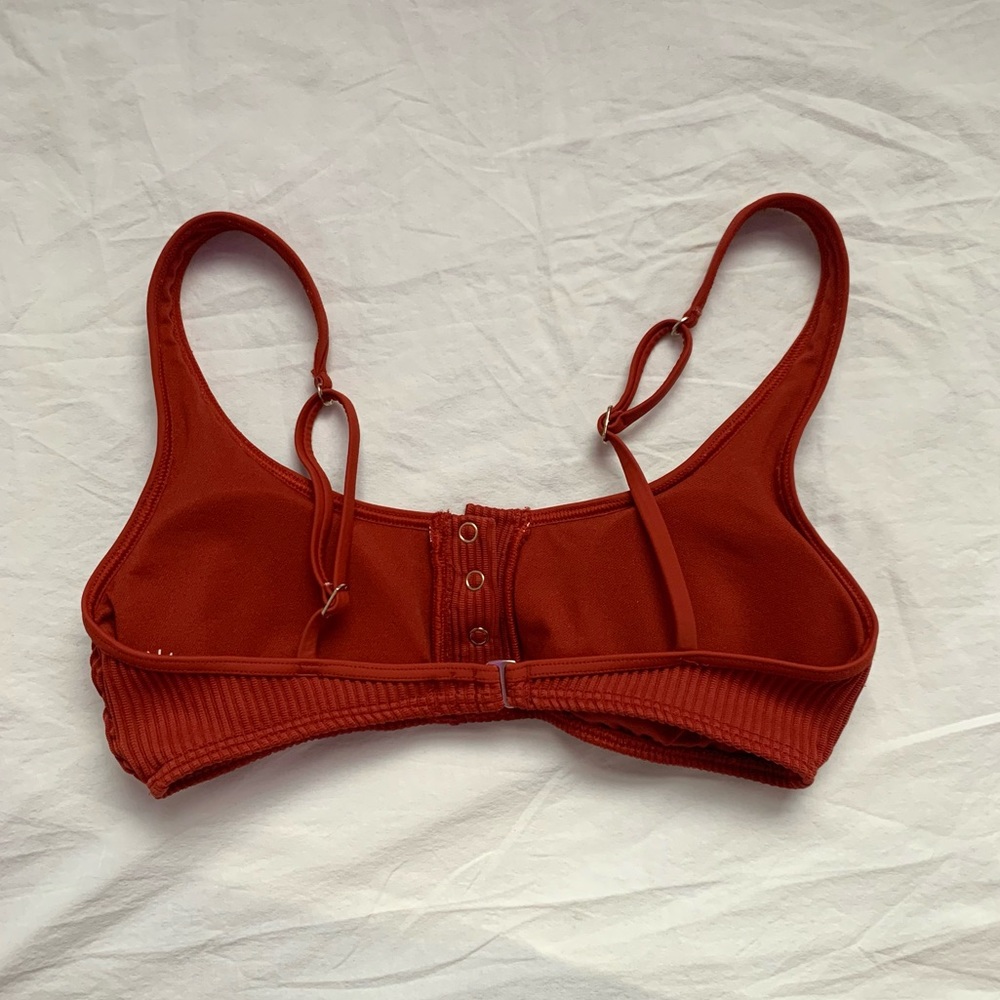 Red Ribbed Bikini Top - Picture 2 of 5